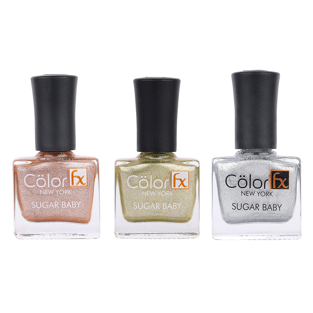 Sugar Baby Nail Polishes - Matte Nude, Silver & Gold (3 Shades)