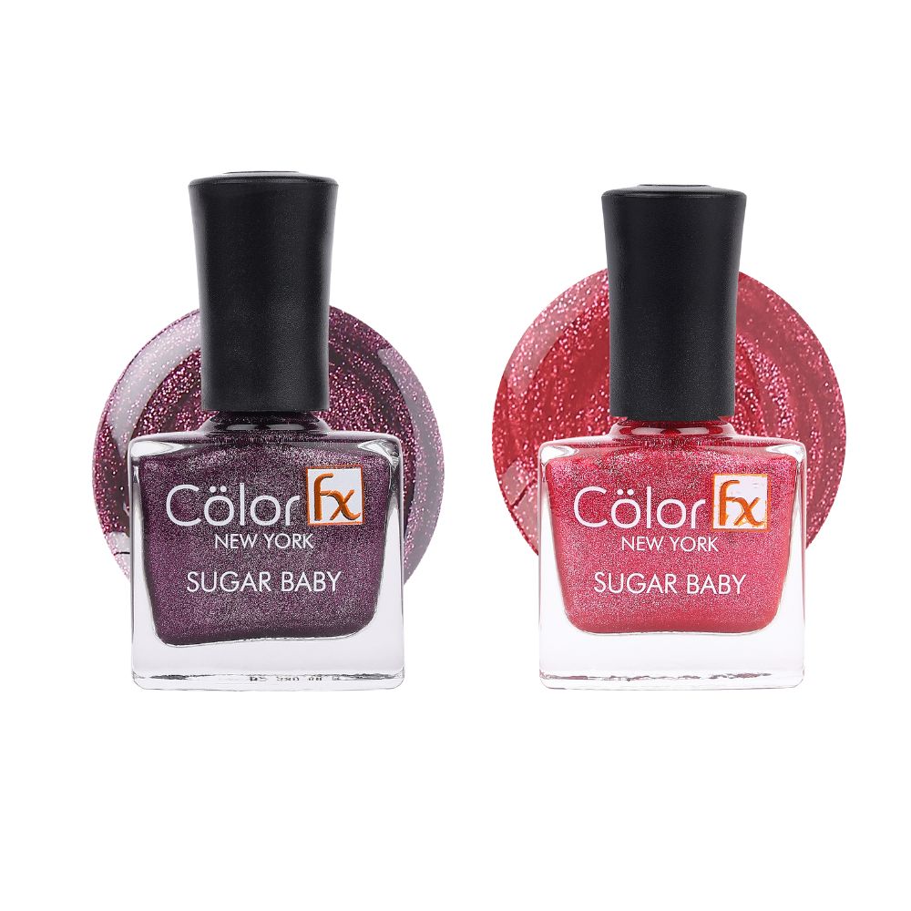 Sugar Baby Nail Polish - Shimmery Purple & Red (Pack of 2)
