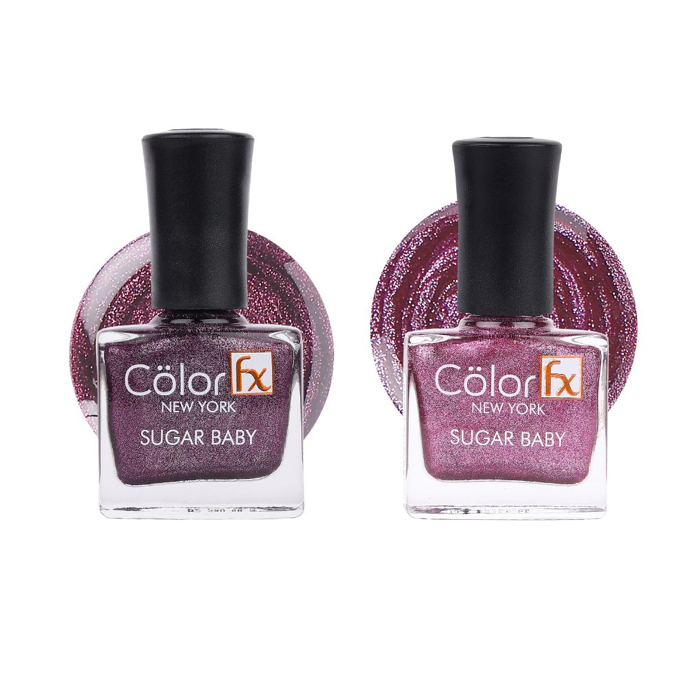 Sugar Baby Nail Polish - Shimmery Purple & Pink (Pack of 2)