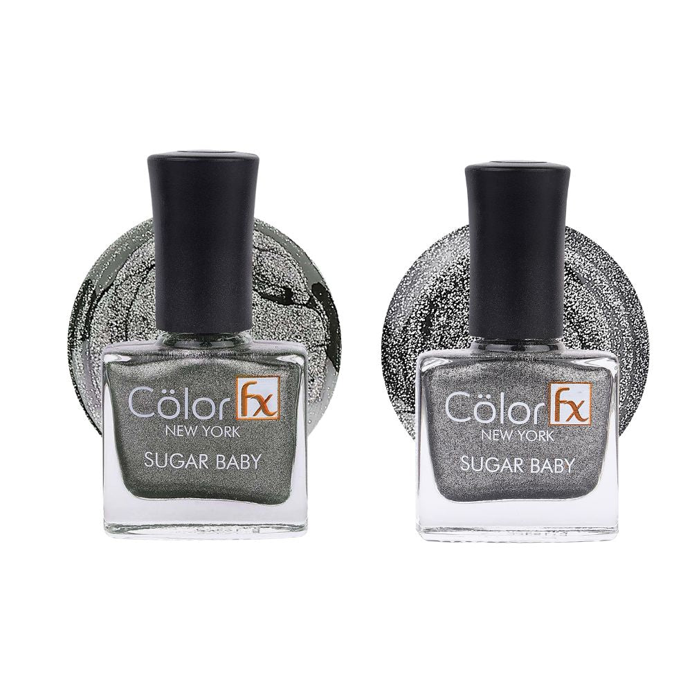 Sugar Baby Nail Polish - Shimmery Green & Grey (Pack of 2)