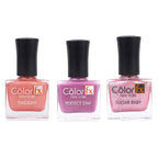 Metallic & Matte Nail Polish Pack - Pink, Purple, Peach (4 Shades)