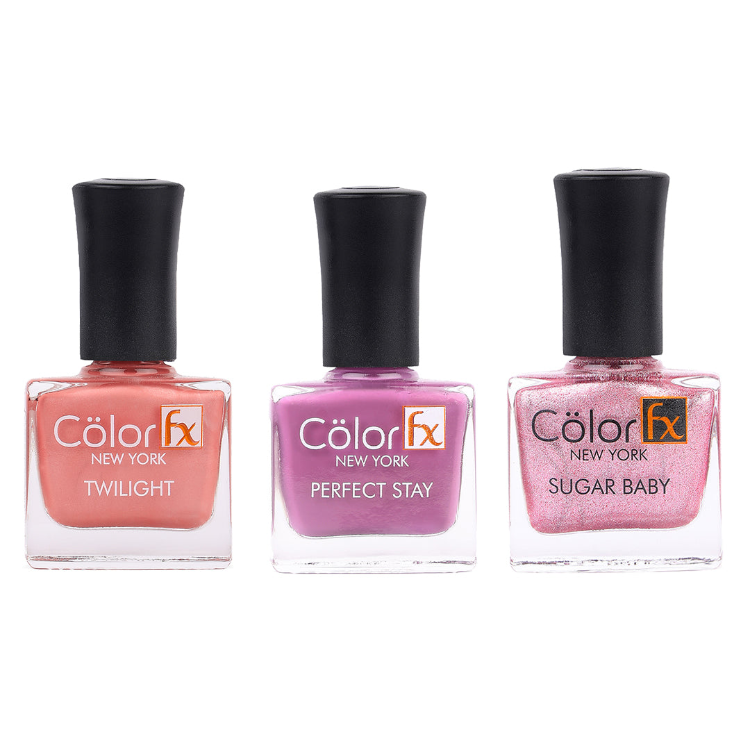 Metallic & Matte Nail Polish Pack - Pink, Purple, Peach (4 Shades)