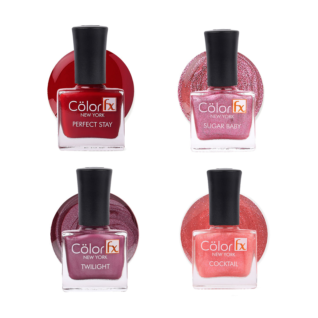 Sugar Baby, Perfect Stay, Cocktail & Twilight Nail Polish - Pink, Red, Purple (4 Shades)