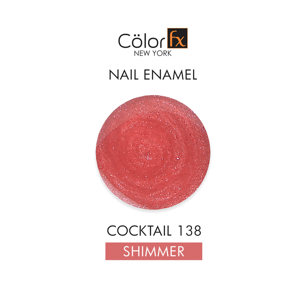 Color Fx New York Cocktail Shimmer Nail Polish - Salmon Pink with Glitter