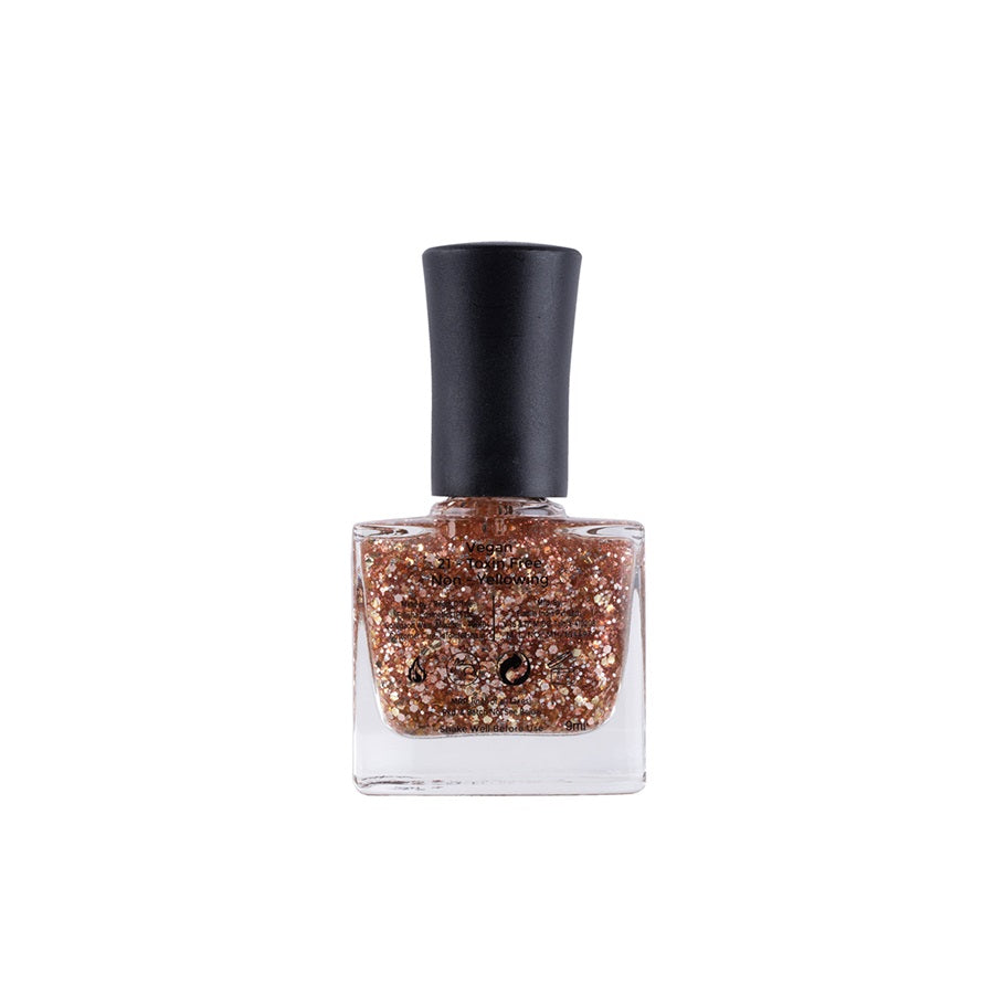 Color Fx Perfect Stay Top Coat Hyper Glossy Nail Polish - Rose Gold Glitter Transparent (Shade 173)