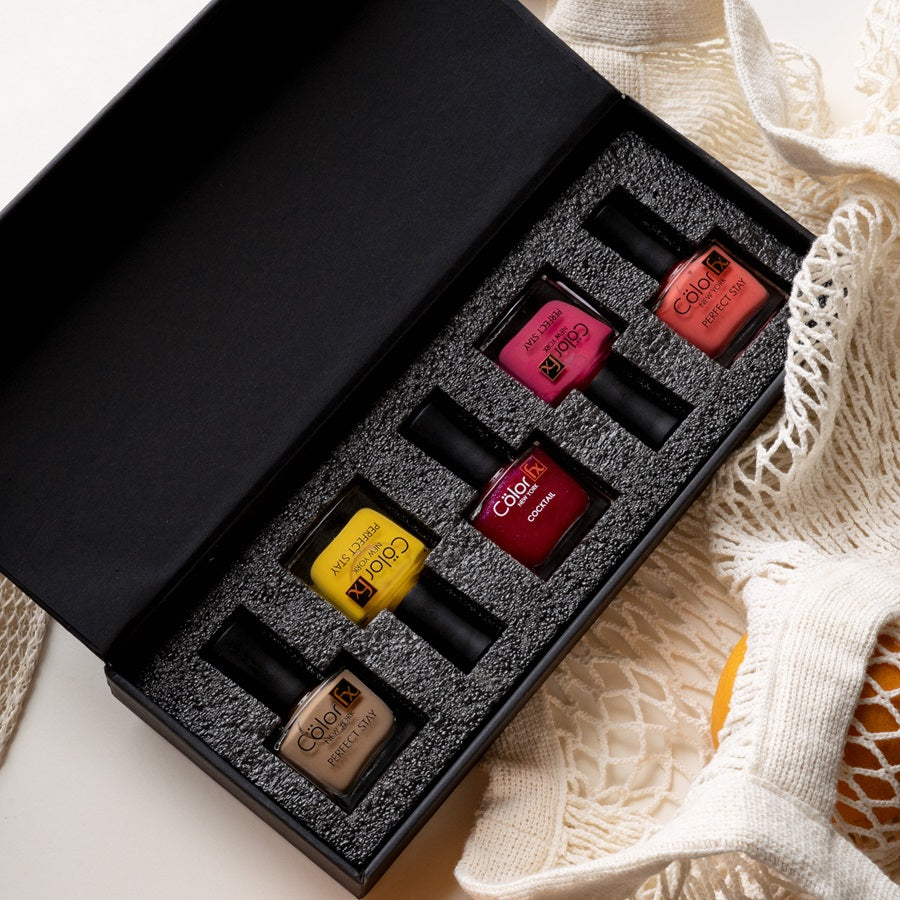 Perfect Stay & Cocktail Nail Polishes - Light Pink, Coral Pink, Matte Nude, Yellow & Purple