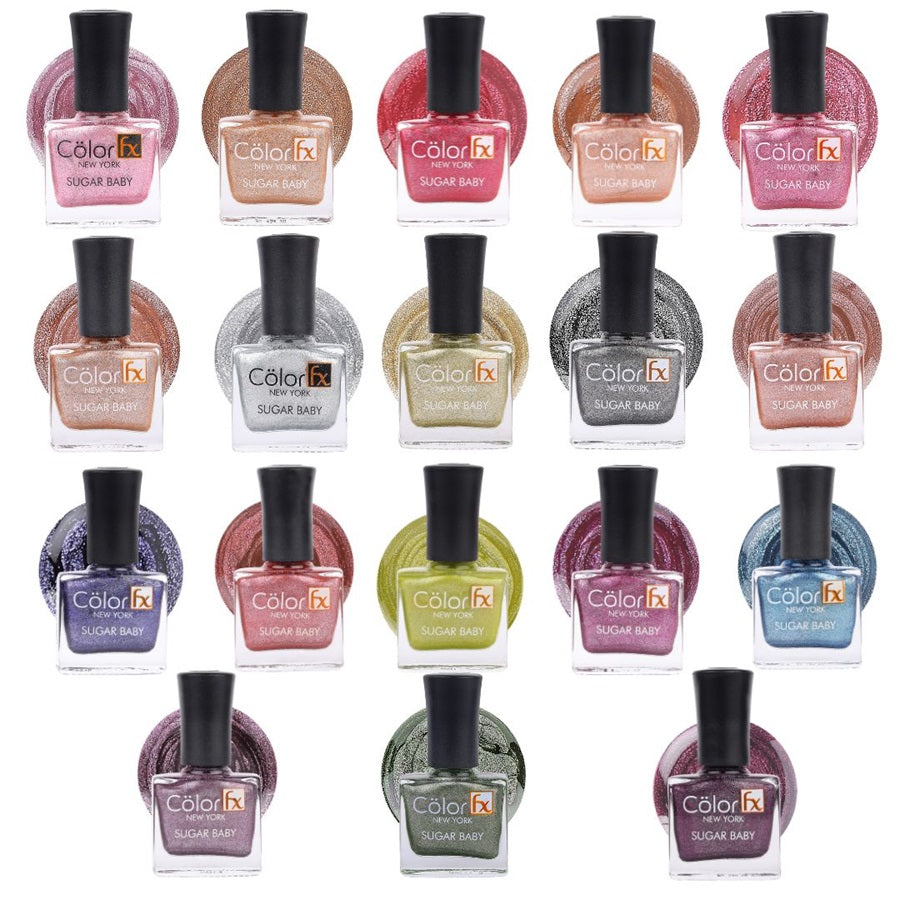Sugar Baby Nail Polish Metallic Shimmery Matte Gel Like Finish, Pack Of 18