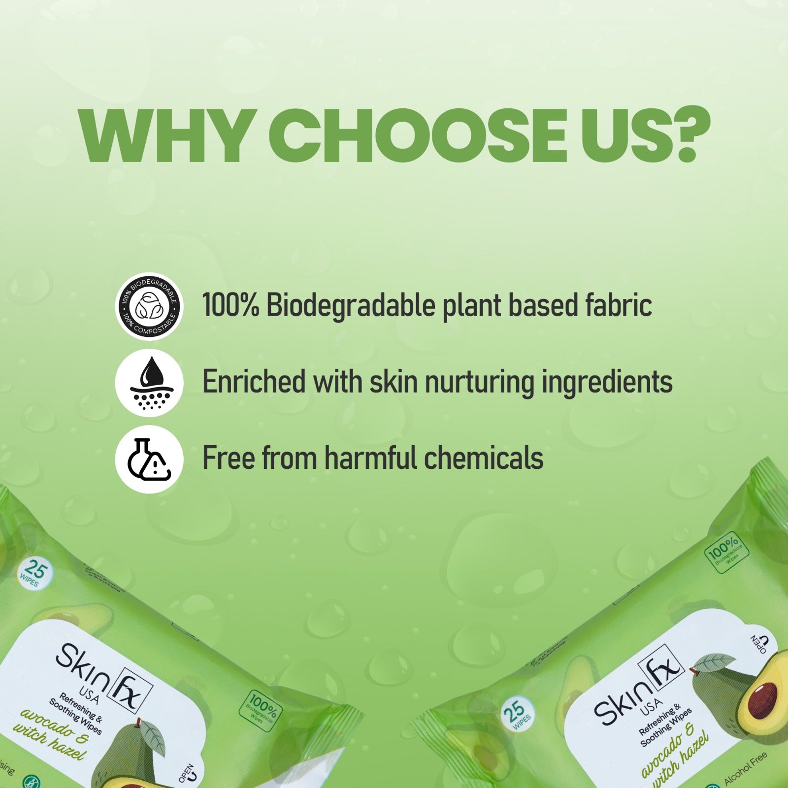 Refreshing & Soothing Wipes – Avocado & Witch Hazel 25 pcs