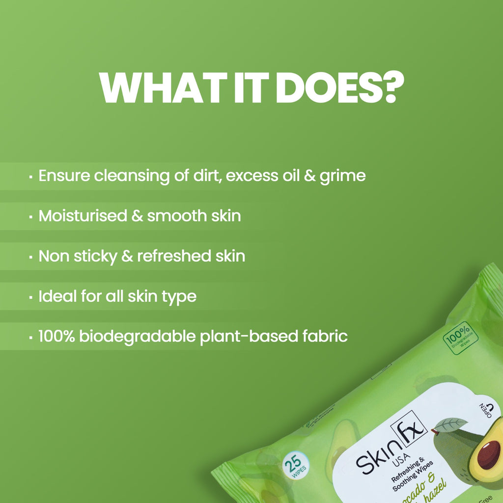 Refreshing & Soothing Wipes – Avocado & Witch Hazel 25 pcs